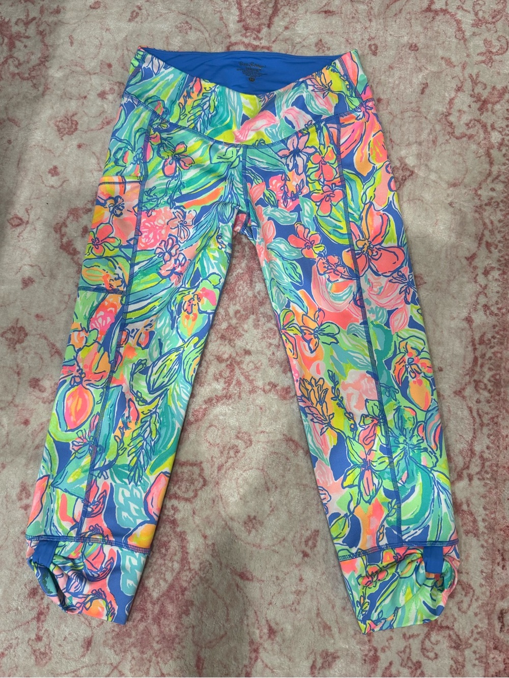 Lilly Pulitzer Neon Floral Capri Leggings - Blue, Pink, Green, Yellow